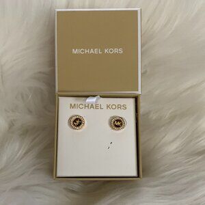 MICHAEL KORS Pave Halo Tortoise Shell Round Stud Earrings